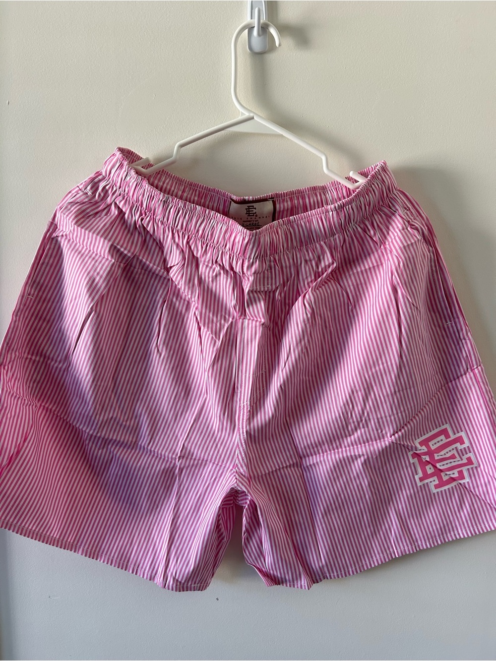 Eric Emanuel Pink & White Striped Men’s Elastic-Waist Shorts